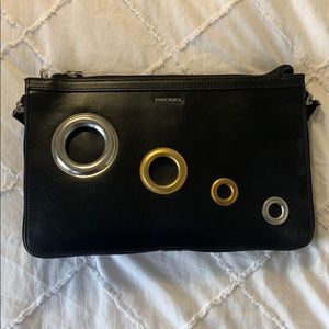 Diesel Expandable Leather Bag with Metal Accent